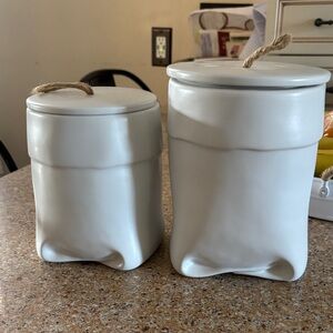 White Ceramic Storage Jars with Lids